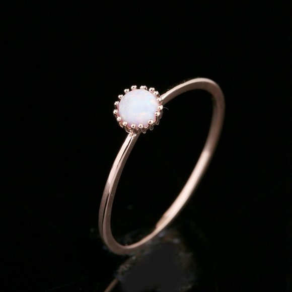 Opal Rose Gold Dainty Stone Ring - Picture 6 of 7